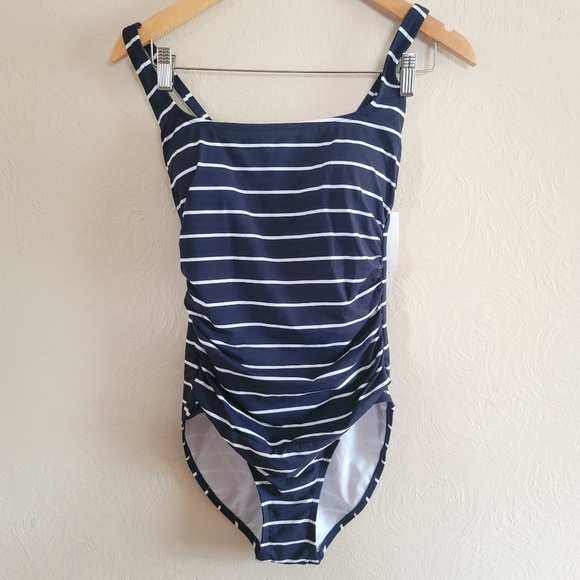 NWT -Nautica, Catch of the Day One Piece Swimsuit, Blue and White, Size Medium - Picture 2 of 10